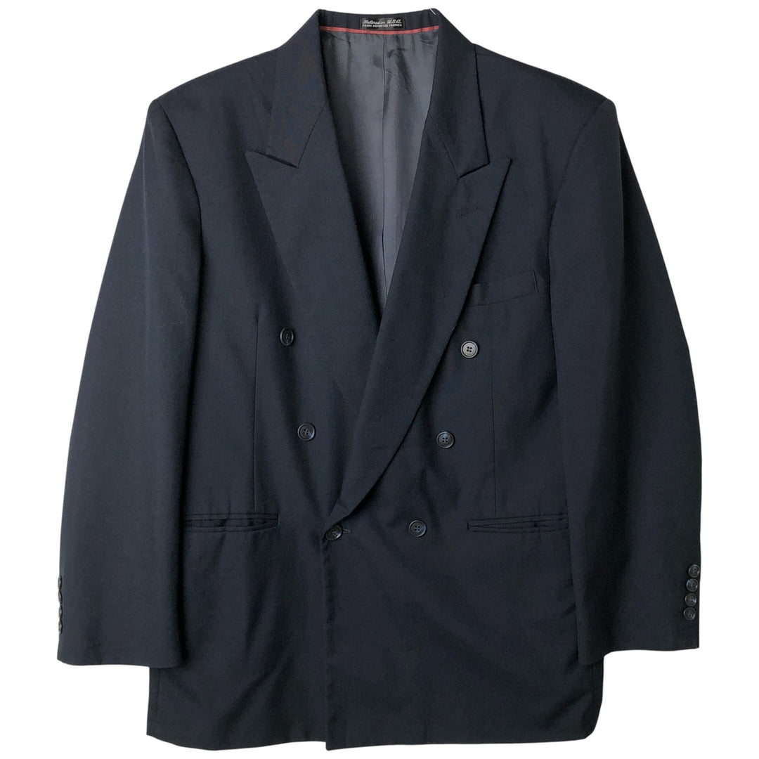 Stanley Blacker Peak Lapel Double-Breasted Tailored Jacket, Made in USA, Men's Size Medium unclear navy blue type Vintage Second Hand