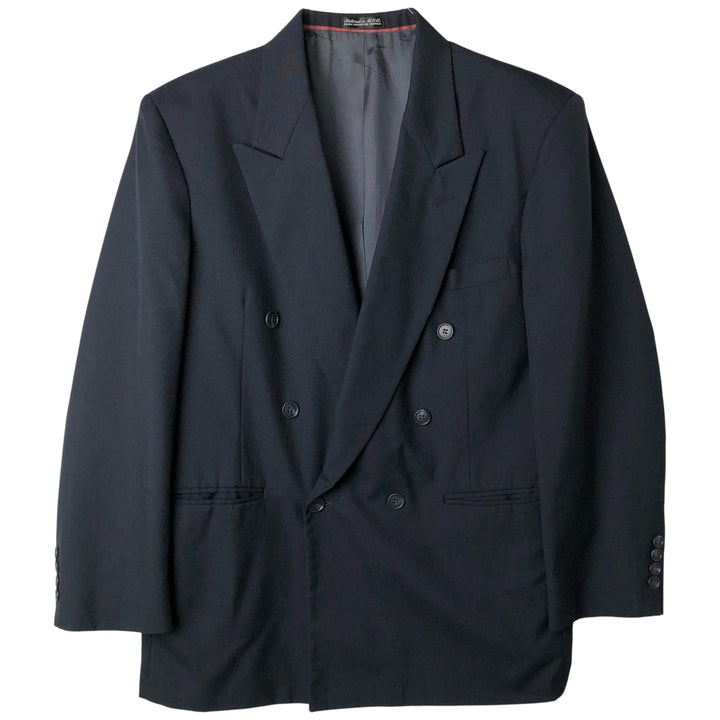 Stanley Blacker Peak Lapel Double-Breasted Tailored Jacket, Made in USA, Men's Size Medium unclear navy blue type Vintage Second Hand