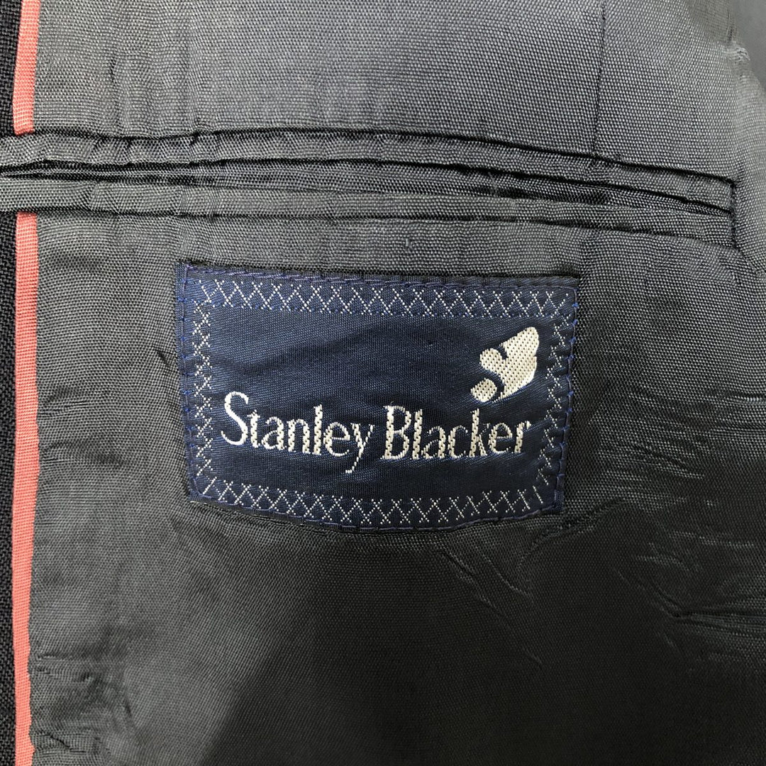 Stanley Blacker Peak Lapel Double-Breasted Tailored Jacket, Made in USA, Men's Size Medium unclear navy blue type Vintage Second Hand