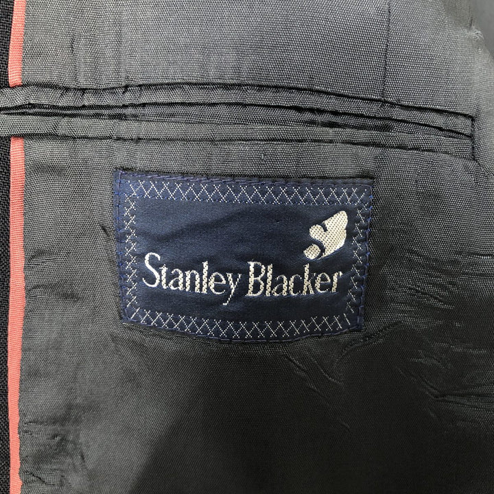 Stanley Blacker Peak Lapel Double-Breasted Tailored Jacket, Made in USA, Men's Size Medium unclear navy blue type Vintage Second Hand
