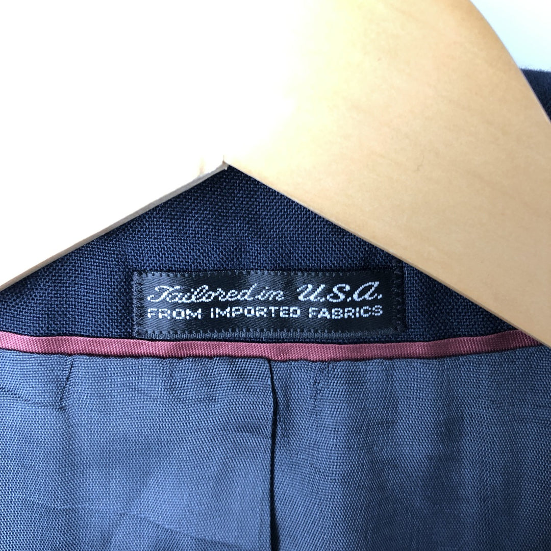 Stanley Blacker Peak Lapel Double-Breasted Tailored Jacket, Made in USA, Men's Size Medium unclear navy blue type Vintage Second Hand