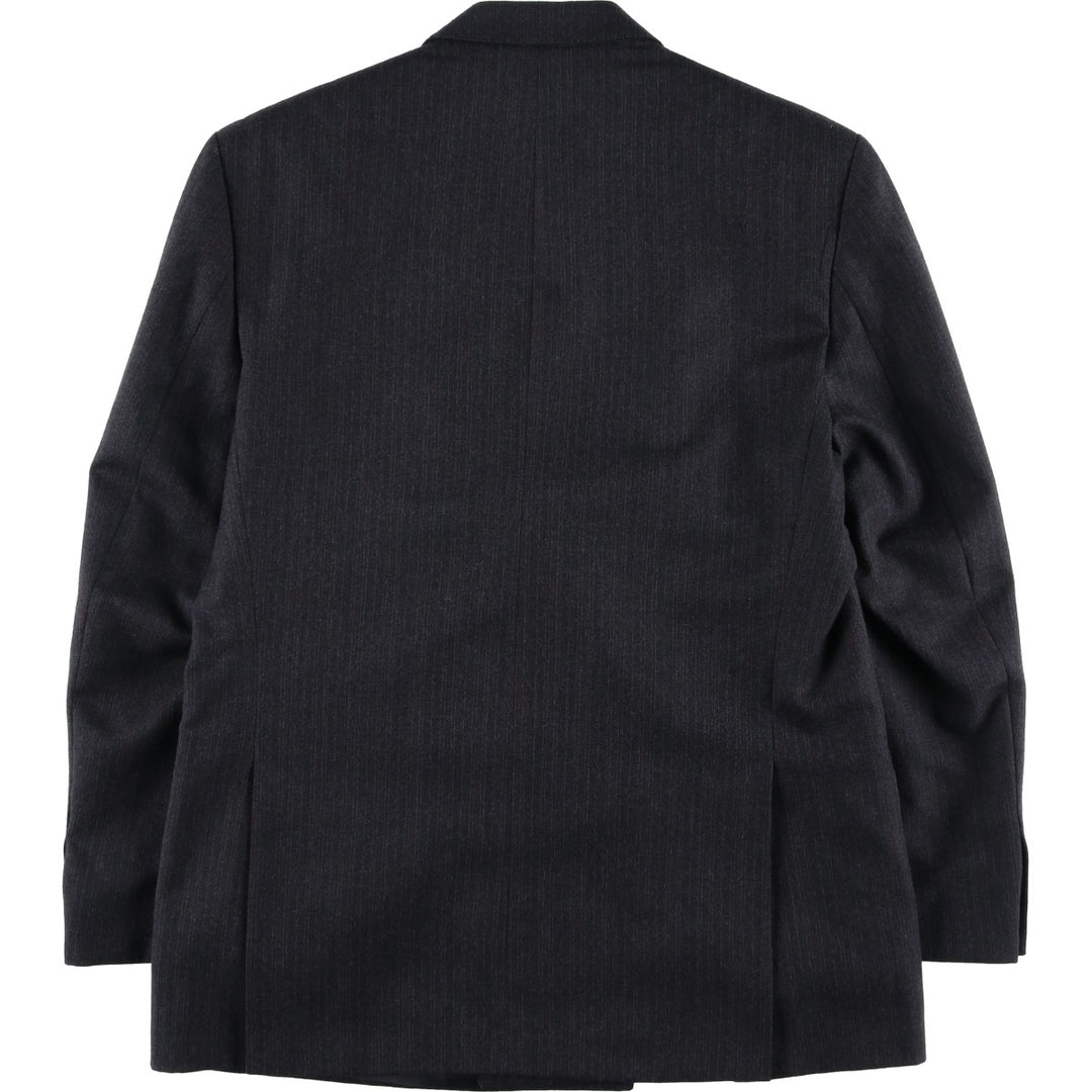 The Label Stripe Pattern Double-Breasted Peak Lapel Wool Tailored Jacket, Made in England, Men's Size L wool gray type Vintage Second Hand