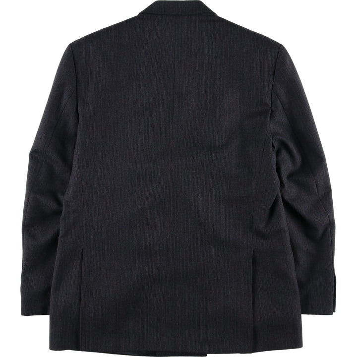 The Label Stripe Pattern Double-Breasted Peak Lapel Wool Tailored Jacket, Made in England, Men's Size L wool gray type Vintage Second Hand