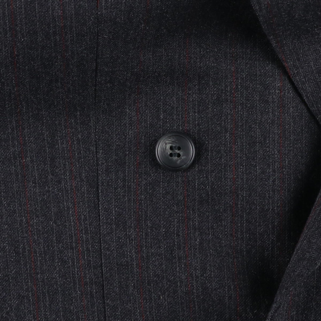 The Label Stripe Pattern Double-Breasted Peak Lapel Wool Tailored Jacket, Made in England, Men's Size L wool gray type Vintage Second Hand