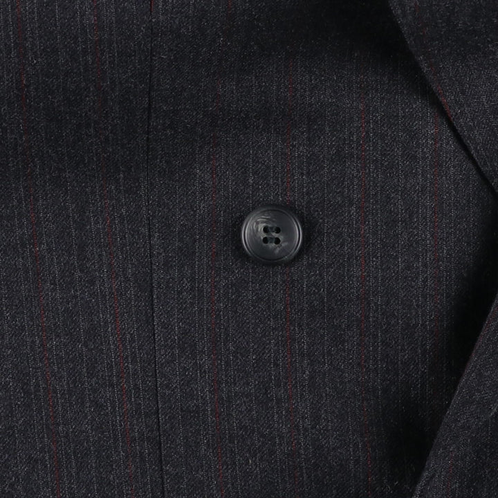 The Label Stripe Pattern Double-Breasted Peak Lapel Wool Tailored Jacket, Made in England, Men's Size L wool gray type Vintage Second Hand