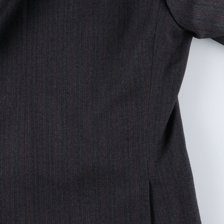 The Label Stripe Pattern Double-Breasted Peak Lapel Wool Tailored Jacket, Made in England, Men's Size L wool gray type Vintage Second Hand