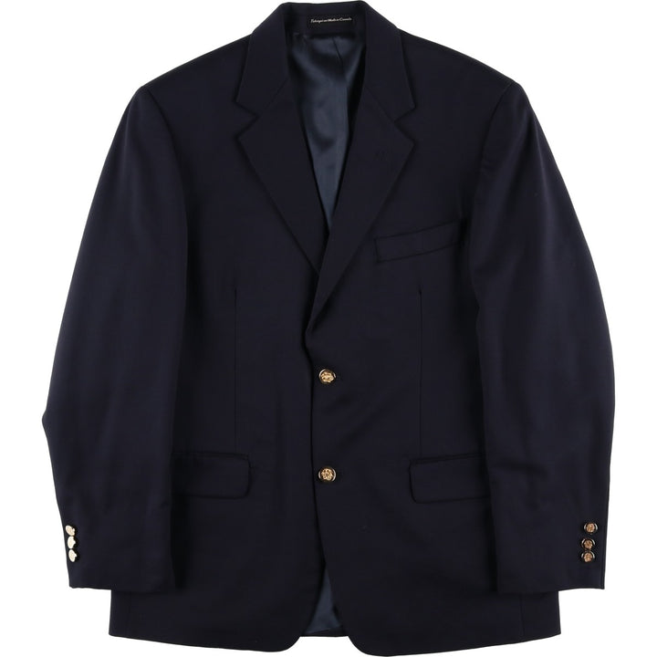 BOTANY 500 Navy Blazer, Tailored Jacket, Made in Canada, Men's Size Medium wool navy blue type Vintage Second Hand