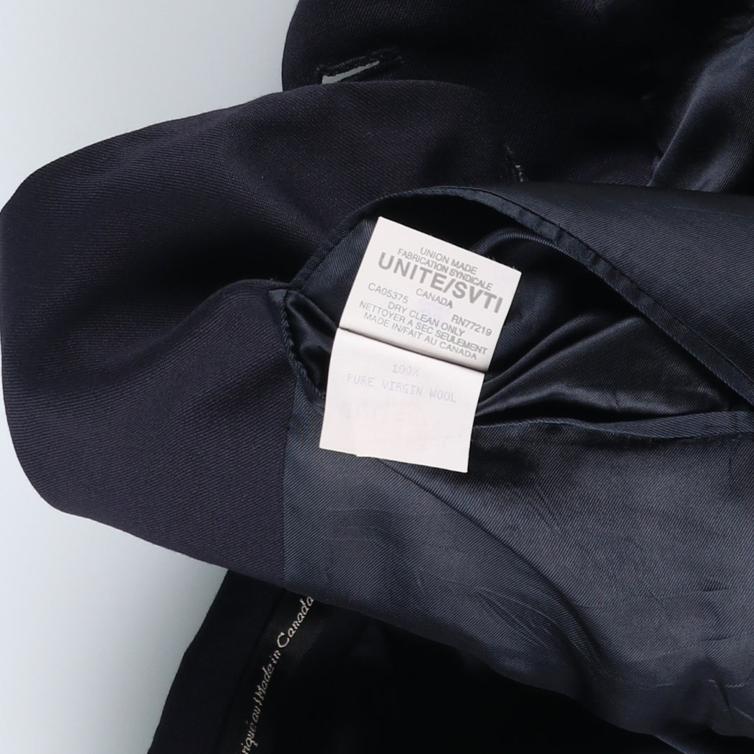 BOTANY 500 Navy Blazer, Tailored Jacket, Made in Canada, Men's Size Medium wool navy blue type Vintage Second Hand