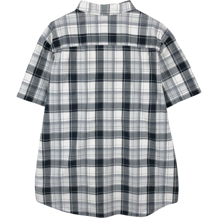 Columbia Regular Fit Short-Sleeve Cotton Check Shirt (Men's Size XL) cotton gray type Vintage Second Hand