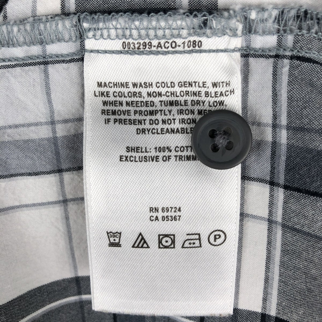 Columbia Regular Fit Short-Sleeve Cotton Check Shirt (Men's Size XL) cotton gray type Vintage Second Hand
