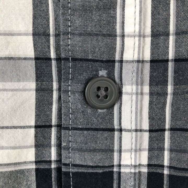 Columbia Regular Fit Short-Sleeve Cotton Check Shirt (Men's Size XL) cotton gray type Vintage Second Hand