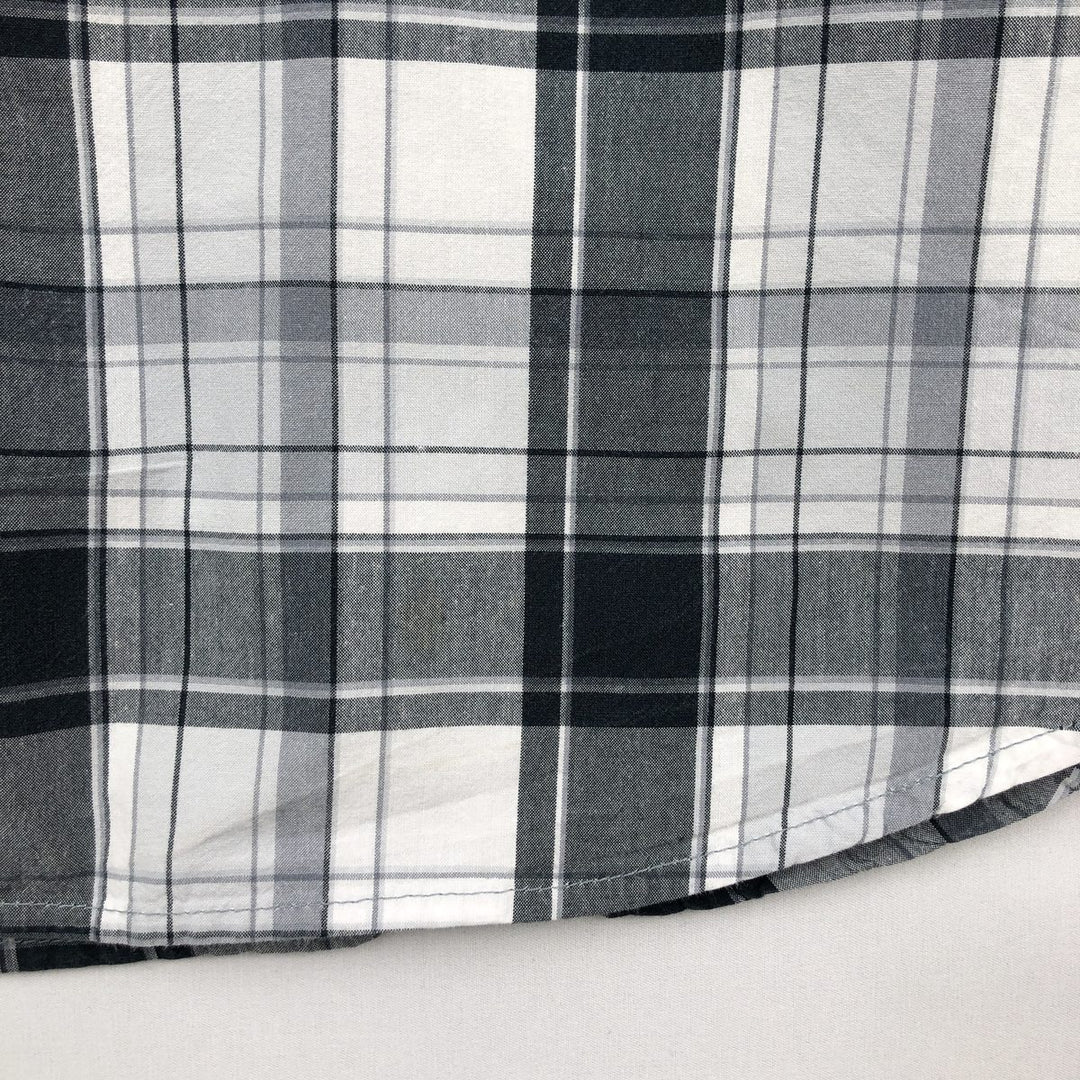 Columbia Regular Fit Short-Sleeve Cotton Check Shirt (Men's Size XL) cotton gray type Vintage Second Hand