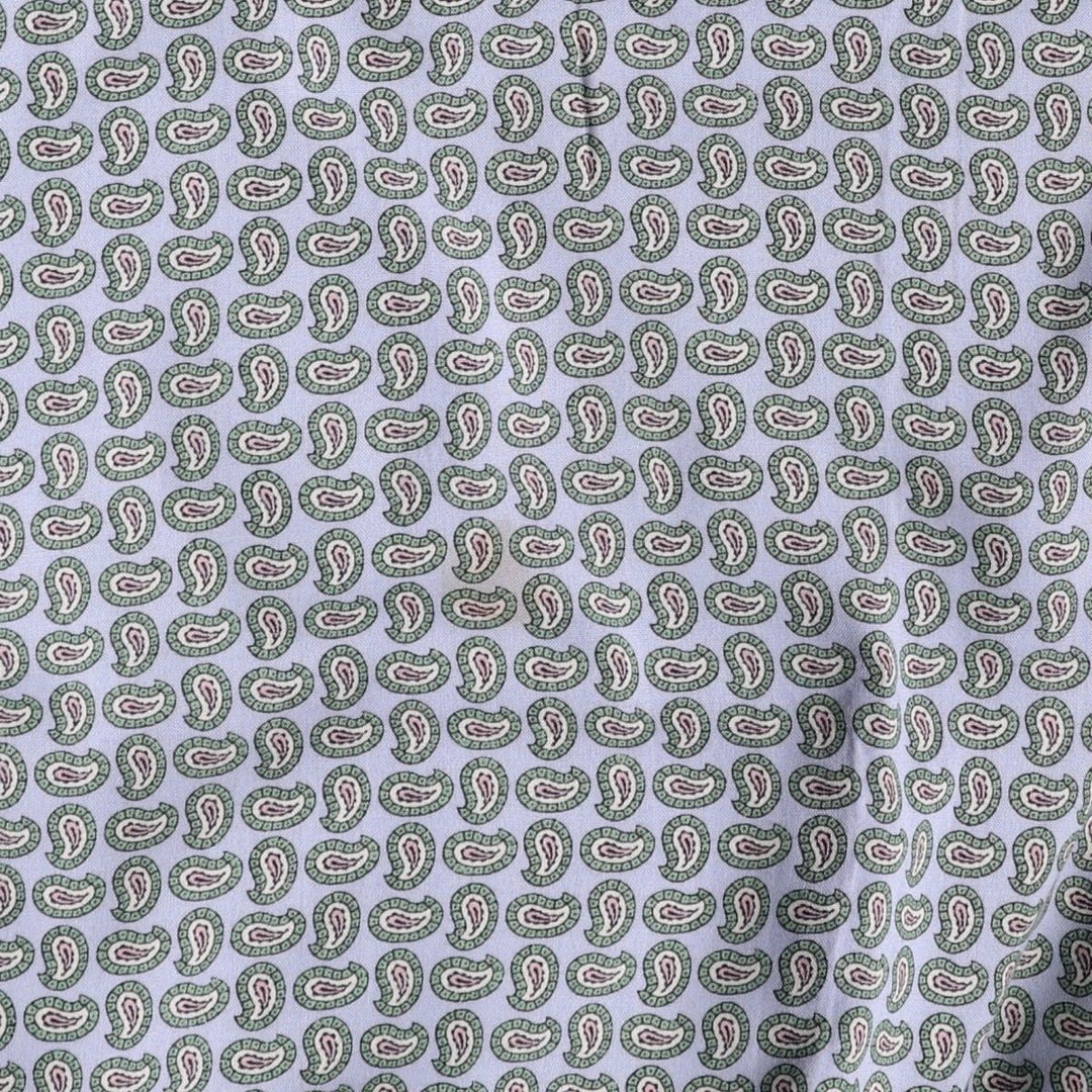 Ralph Lauren all-over paisley pattern long open-collar short-sleeved flared dress (women's size L equivalent) Rayon blue type Vintage Second Hand