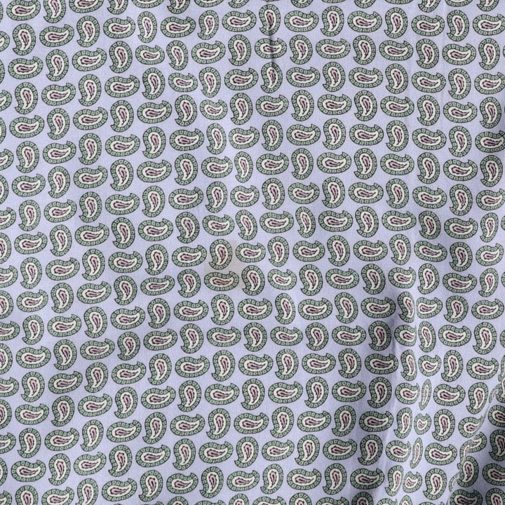 Ralph Lauren all-over paisley pattern long open-collar short-sleeved flared dress (women's size L equivalent) Rayon blue type Vintage Second Hand