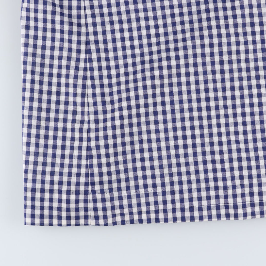 Gingham check maxi dress, short sleeves, flared, women's size M equivalent, vintage. unclear navy blue type Vintage Second Hand