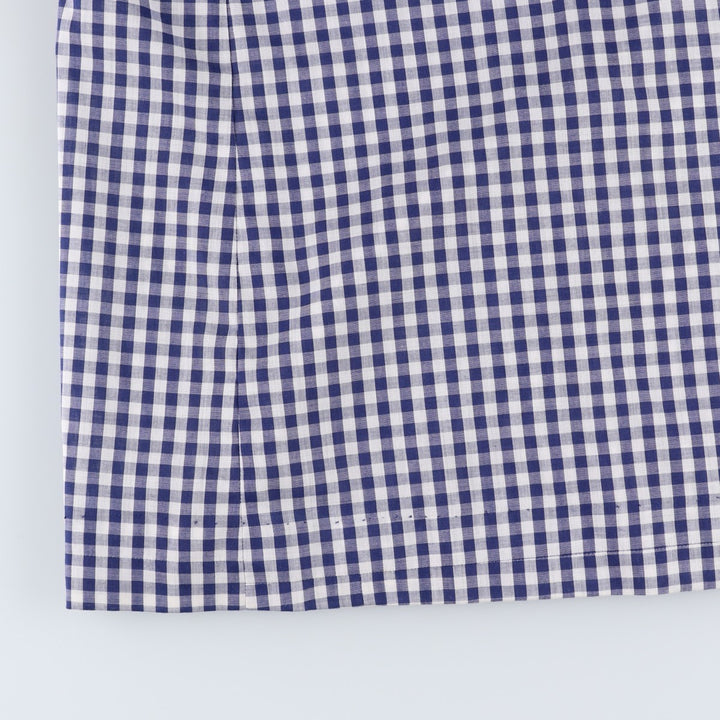Gingham check maxi dress, short sleeves, flared, women's size M equivalent, vintage. unclear navy blue type Vintage Second Hand
