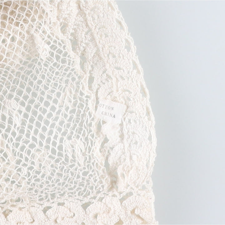 Openwork knit short-sleeved summer cardigan bolero, women's size M equivalent. unclear white type Vintage Second Hand