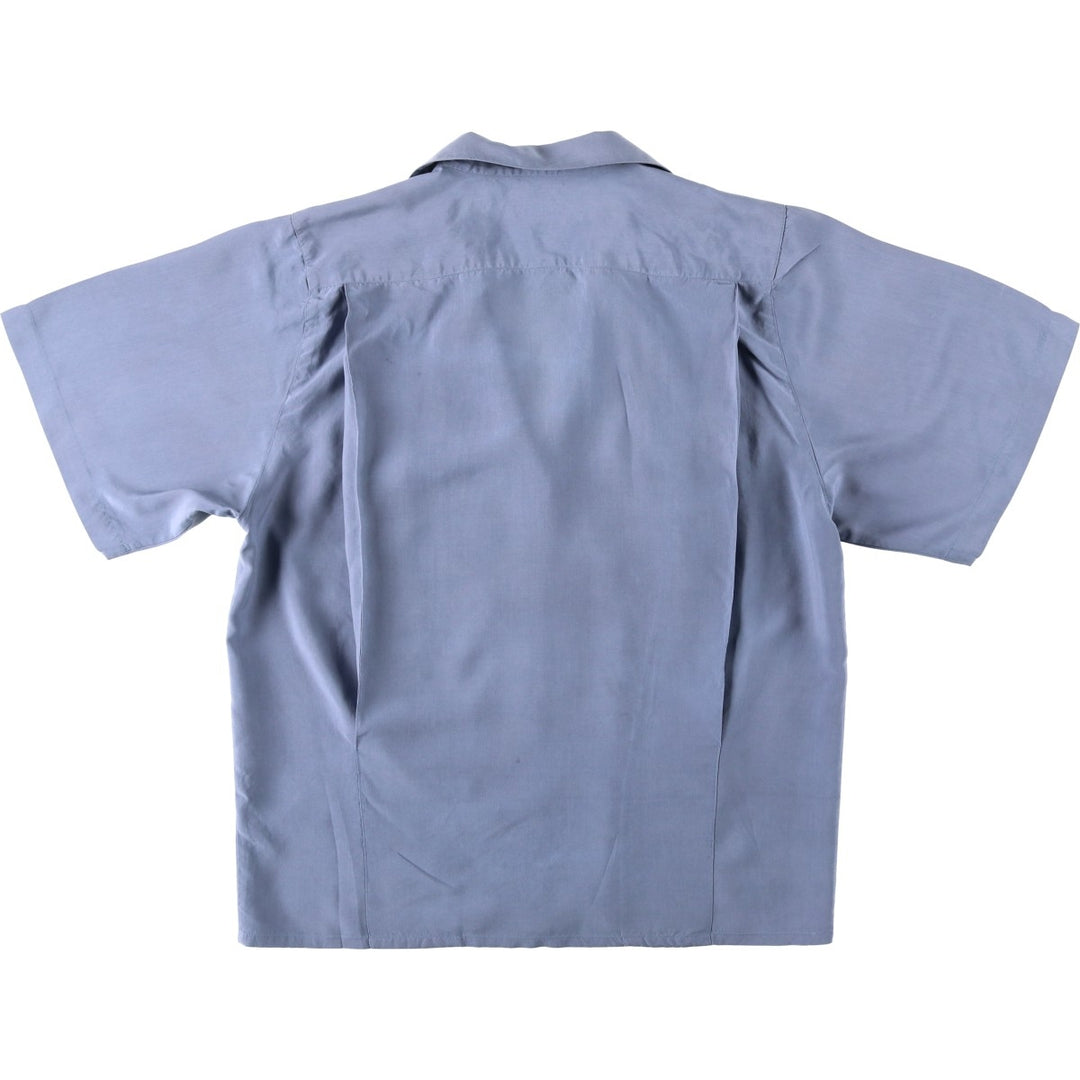Philip and Monica Short-Sleeve Open-Collar Silk Shirt, Boxy Fit, Women's Size M (approx.) silk blue type Vintage Second Hand