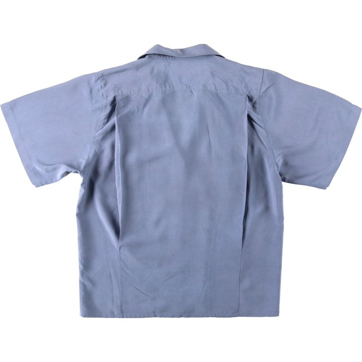 Philip and Monica Short-Sleeve Open-Collar Silk Shirt, Boxy Fit, Women's Size M (approx.) silk blue type Vintage Second Hand