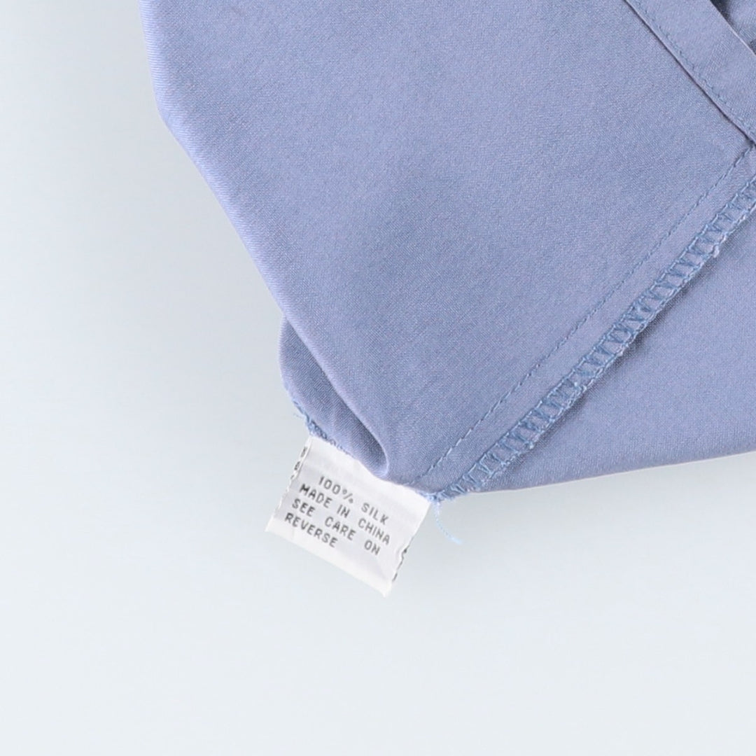 Philip and Monica Short-Sleeve Open-Collar Silk Shirt, Boxy Fit, Women's Size M (approx.) silk blue type Vintage Second Hand