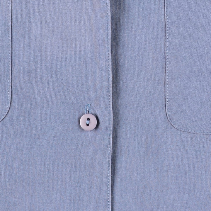 Philip and Monica Short-Sleeve Open-Collar Silk Shirt, Boxy Fit, Women's Size M (approx.) silk blue type Vintage Second Hand