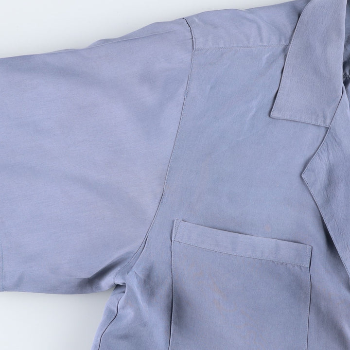 Philip and Monica Short-Sleeve Open-Collar Silk Shirt, Boxy Fit, Women's Size M (approx.) silk blue type Vintage Second Hand