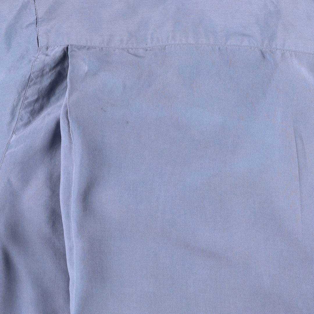 Philip and Monica Short-Sleeve Open-Collar Silk Shirt, Boxy Fit, Women's Size M (approx.) silk blue type Vintage Second Hand