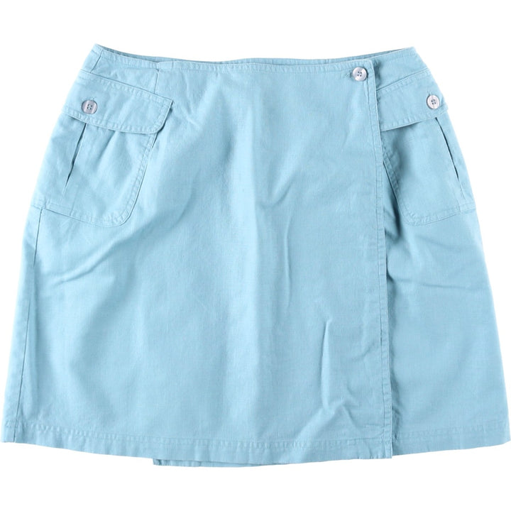 SIGNATURE EXPRESSION Linen x Cotton Wrap Mini Skirt, Women's Size L (approx.) linen Blue type light blue Vintage Second Hand