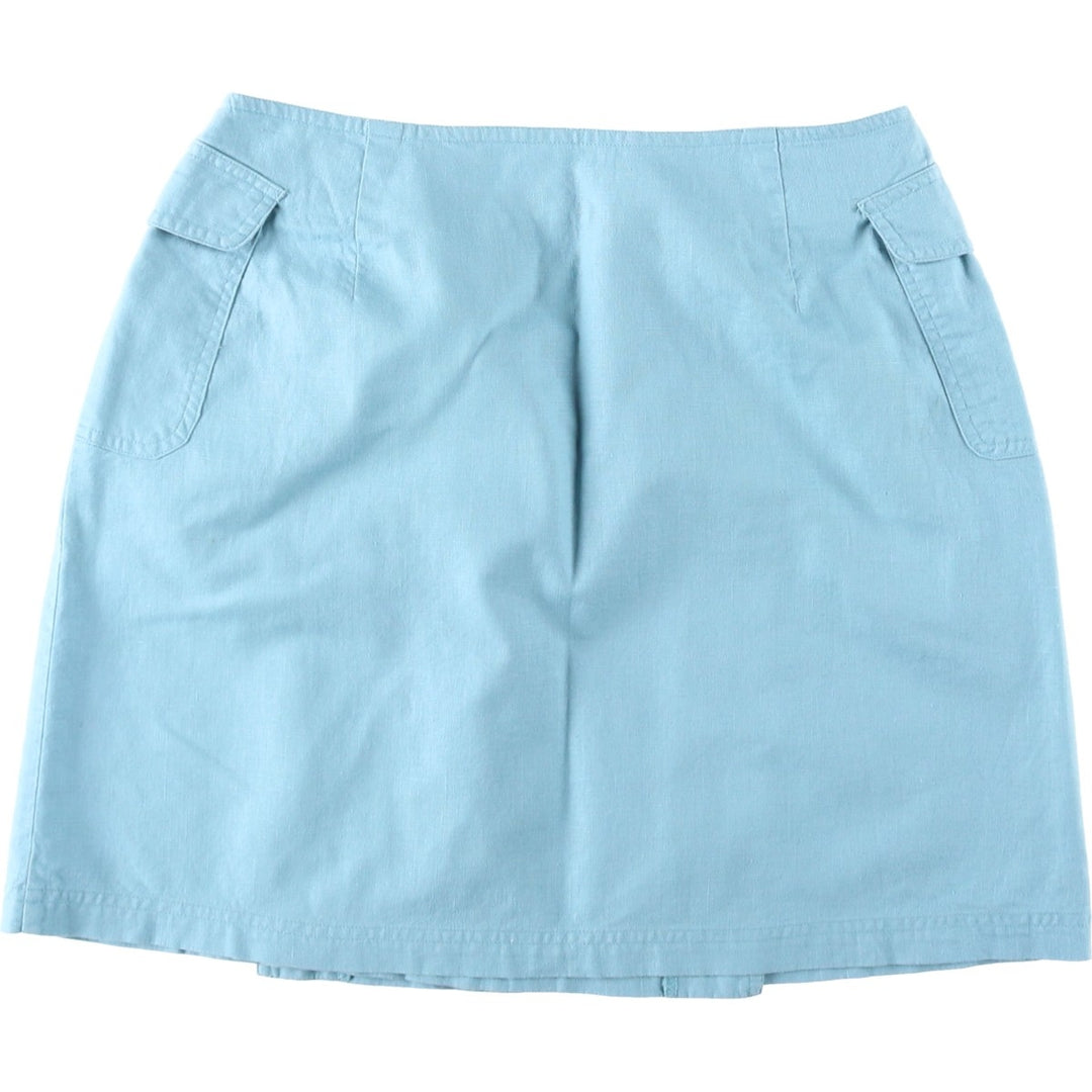 SIGNATURE EXPRESSION Linen x Cotton Wrap Mini Skirt, Women's Size L (approx.) linen Blue type light blue Vintage Second Hand