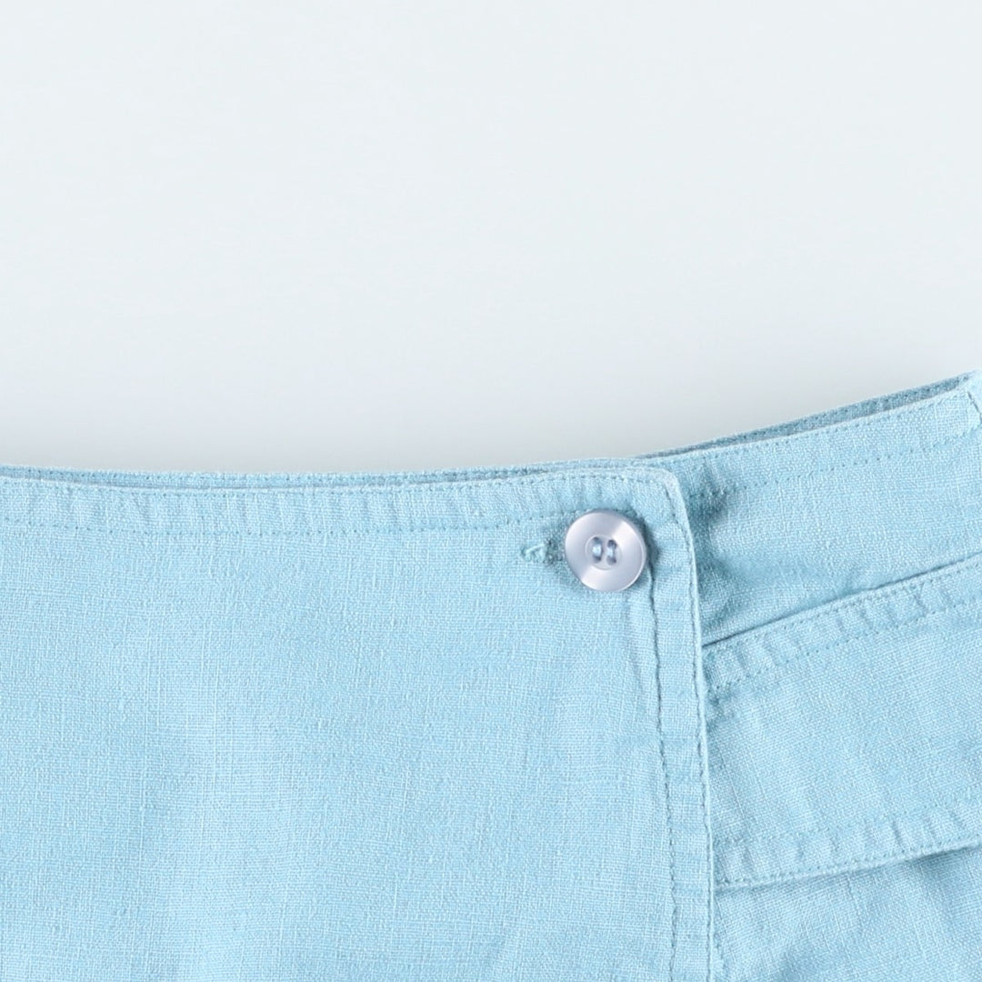 SIGNATURE EXPRESSION Linen x Cotton Wrap Mini Skirt, Women's Size L (approx.) linen Blue type light blue Vintage Second Hand