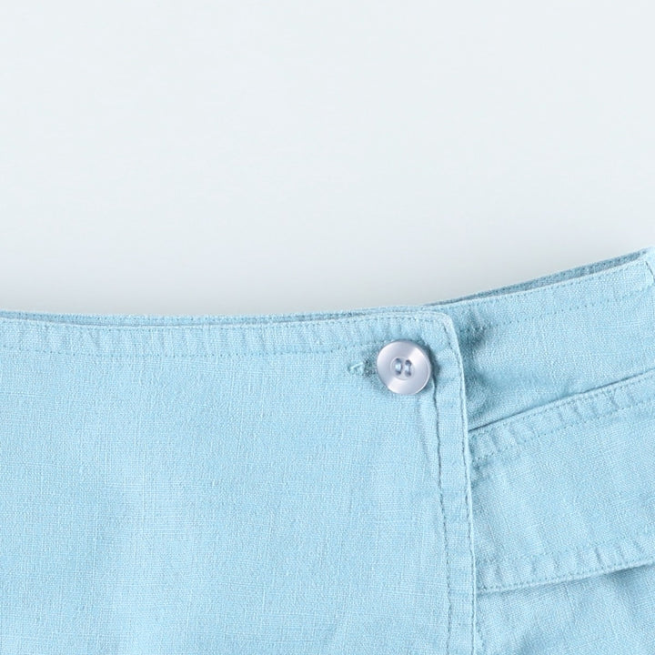SIGNATURE EXPRESSION Linen x Cotton Wrap Mini Skirt, Women's Size L (approx.) linen Blue type light blue Vintage Second Hand