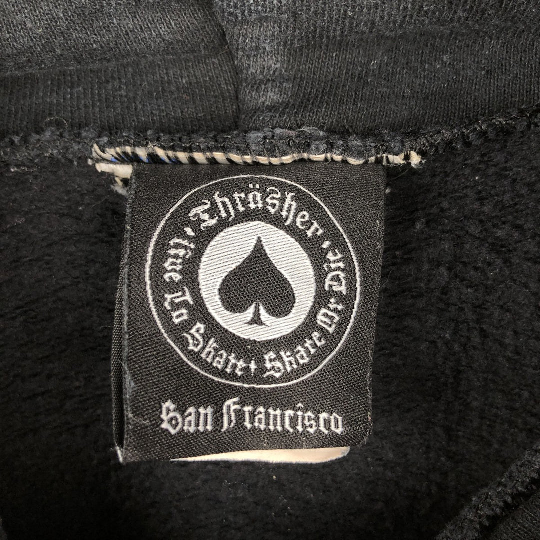 Thrasher Fire Pattern Pullover Hoodie, Men's Size M cotton black type Vintage Second Hand