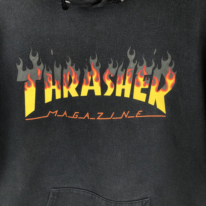 Thrasher Fire Pattern Pullover Hoodie, Men's Size M cotton black type Vintage Second Hand