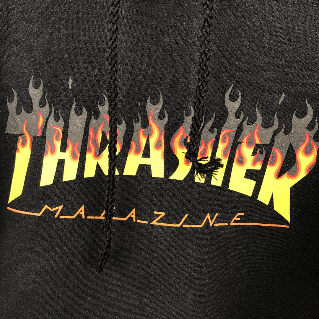 Thrasher Fire Pattern Pullover Hoodie, Men's Size M cotton black type Vintage Second Hand