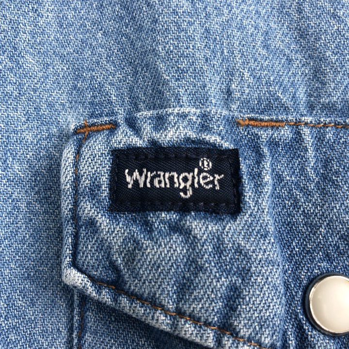 90'S Wrangler Long-Sleeve Denim Western Shirt, Men's XXL (approx.), Vintage cotton blue type Vintage Second Hand