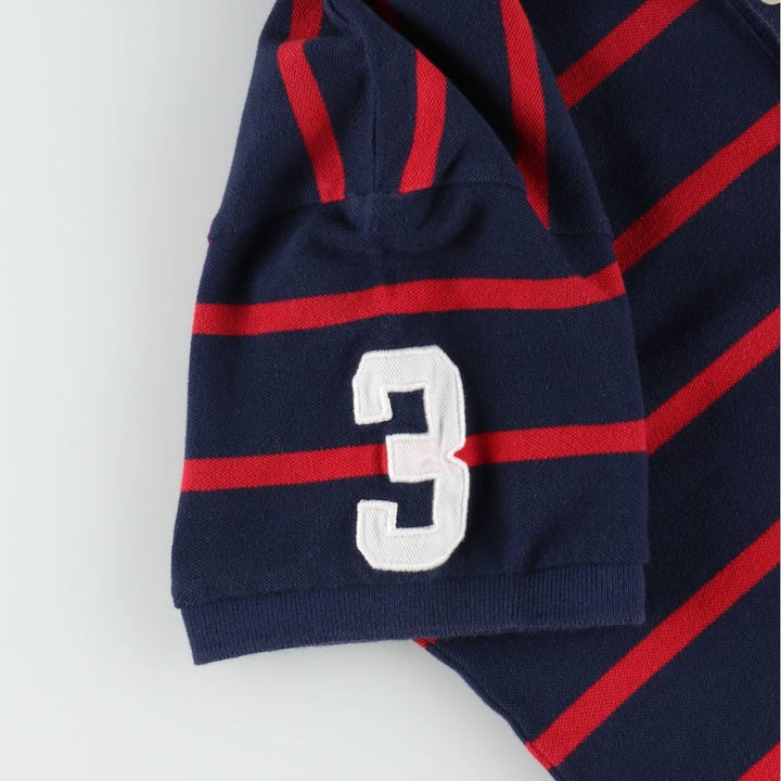 Ralph Lauren CUSTOM FIT Border Pattern Big Pony Mini Polo Shirt Dress (Women's XL equivalent) cotton navy blue type Vintage Second Hand