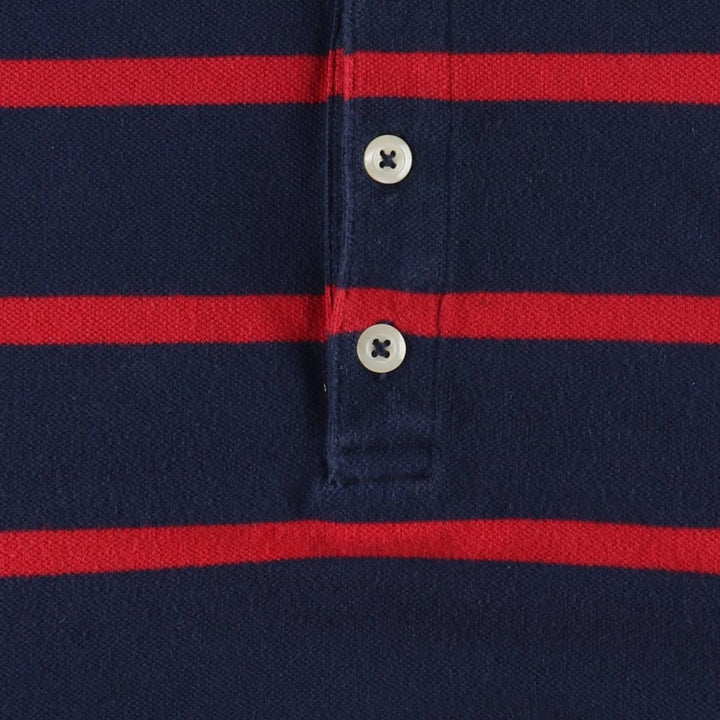 Ralph Lauren CUSTOM FIT Border Pattern Big Pony Mini Polo Shirt Dress (Women's XL equivalent) cotton navy blue type Vintage Second Hand
