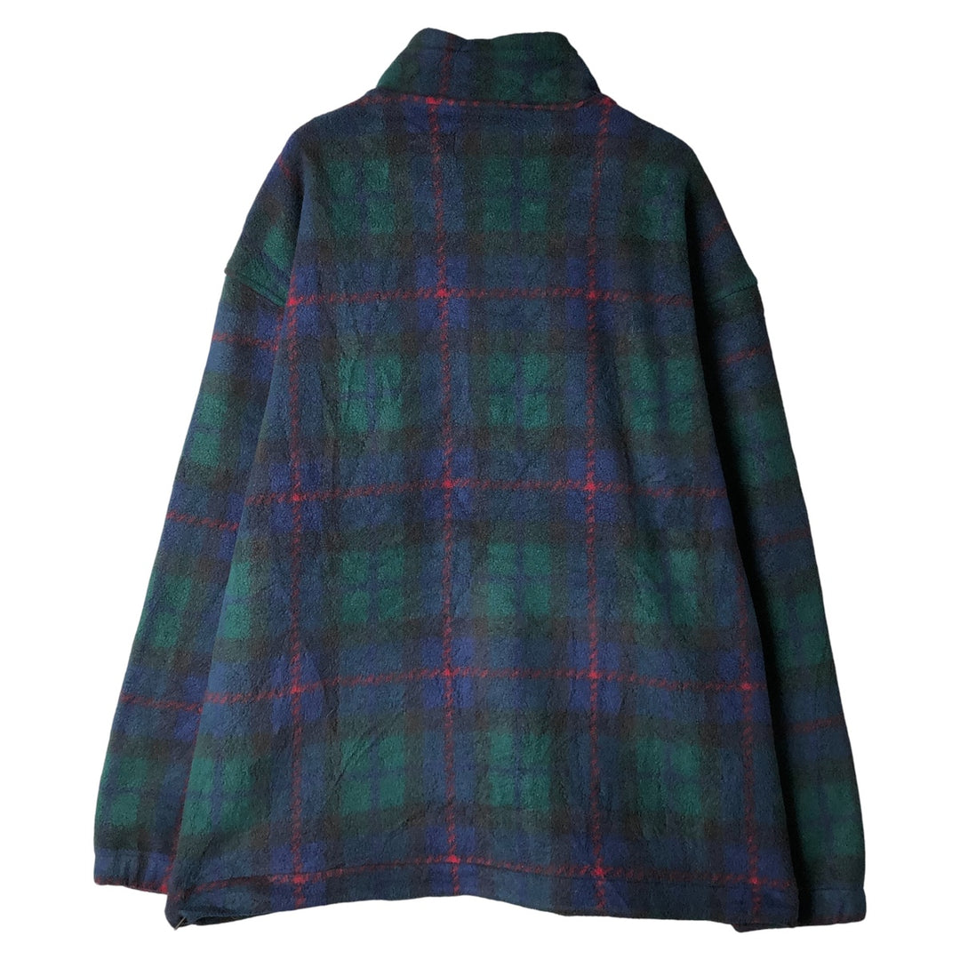 Eddie Bauer Check Pattern Half-Zip Fleece Pullover, Men's Size Small polyester navy blue type Vintage Second Hand