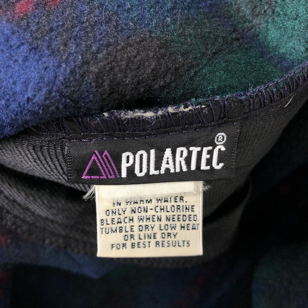 Eddie Bauer Check Pattern Half-Zip Fleece Pullover, Men's Size Small polyester navy blue type Vintage Second Hand
