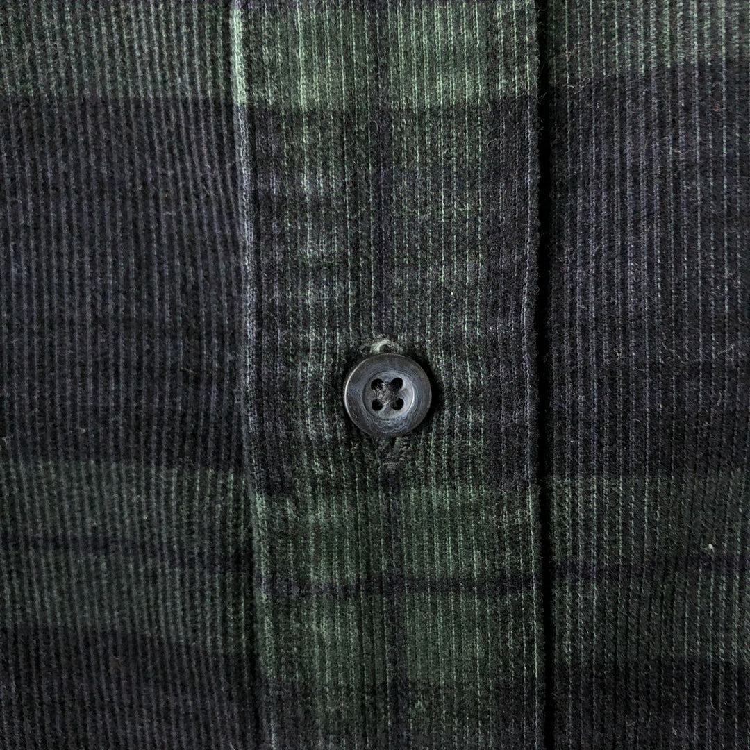 Vintage LL Bean Blackwatch Check Long Sleeve Button-Down Corduroy Shirt from the 90'S to 00s, Men's Size Medium cotton green type Vintage Second Hand
