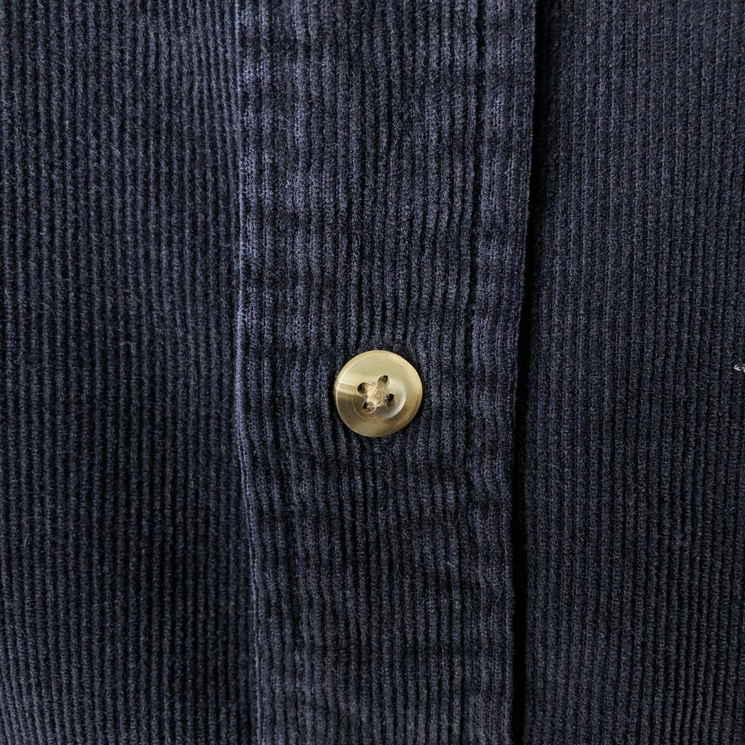 Eddie Bauer long-sleeved button-down corduroy shirt, men's size XL cotton navy blue type Vintage Second Hand
