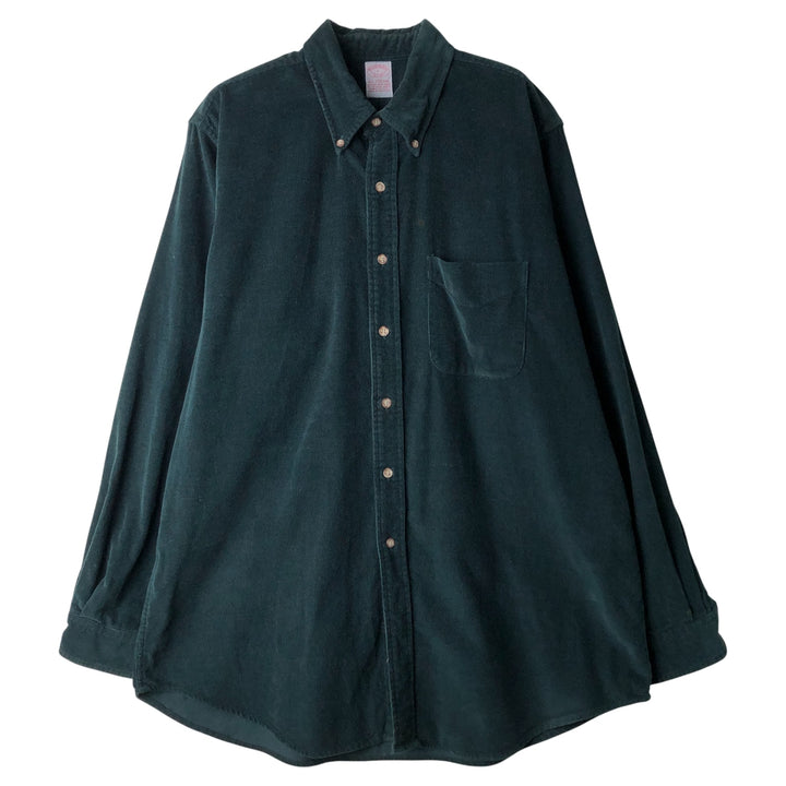 Brooks Brothers Est. 1818 Long Sleeve Button-Down Corduroy Shirt, Men's Size L cotton green type Vintage Second Hand