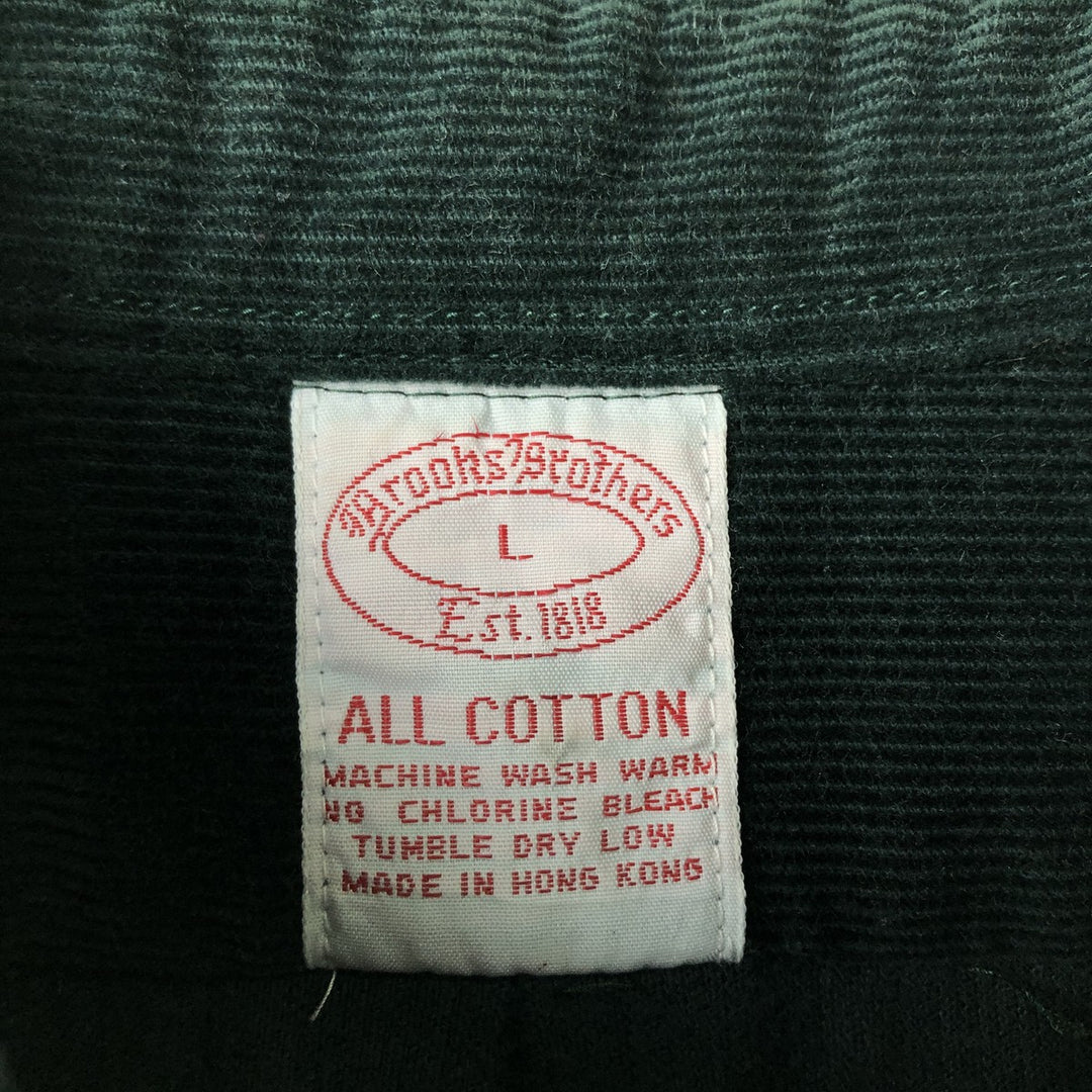 Brooks Brothers Est. 1818 Long Sleeve Button-Down Corduroy Shirt, Men's Size L cotton green type Vintage Second Hand