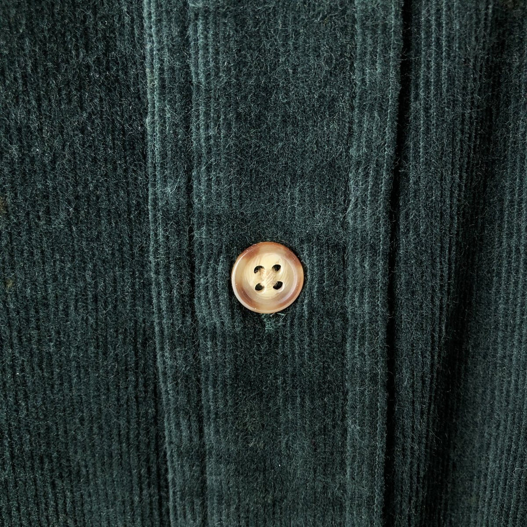 Brooks Brothers Est. 1818 Long Sleeve Button-Down Corduroy Shirt, Men's Size L cotton green type Vintage Second Hand