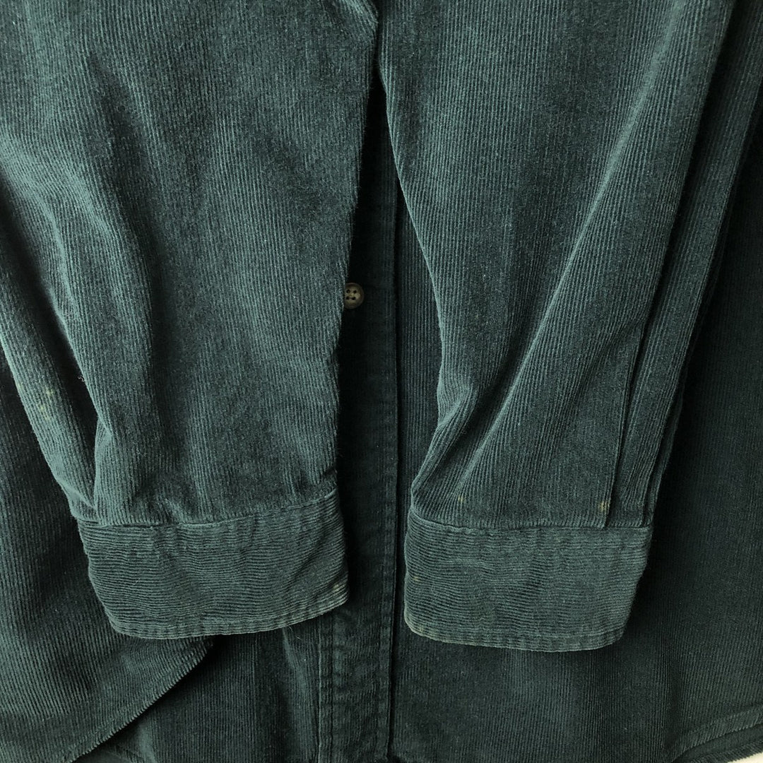 Brooks Brothers Est. 1818 Long Sleeve Button-Down Corduroy Shirt, Men's Size L cotton green type Vintage Second Hand