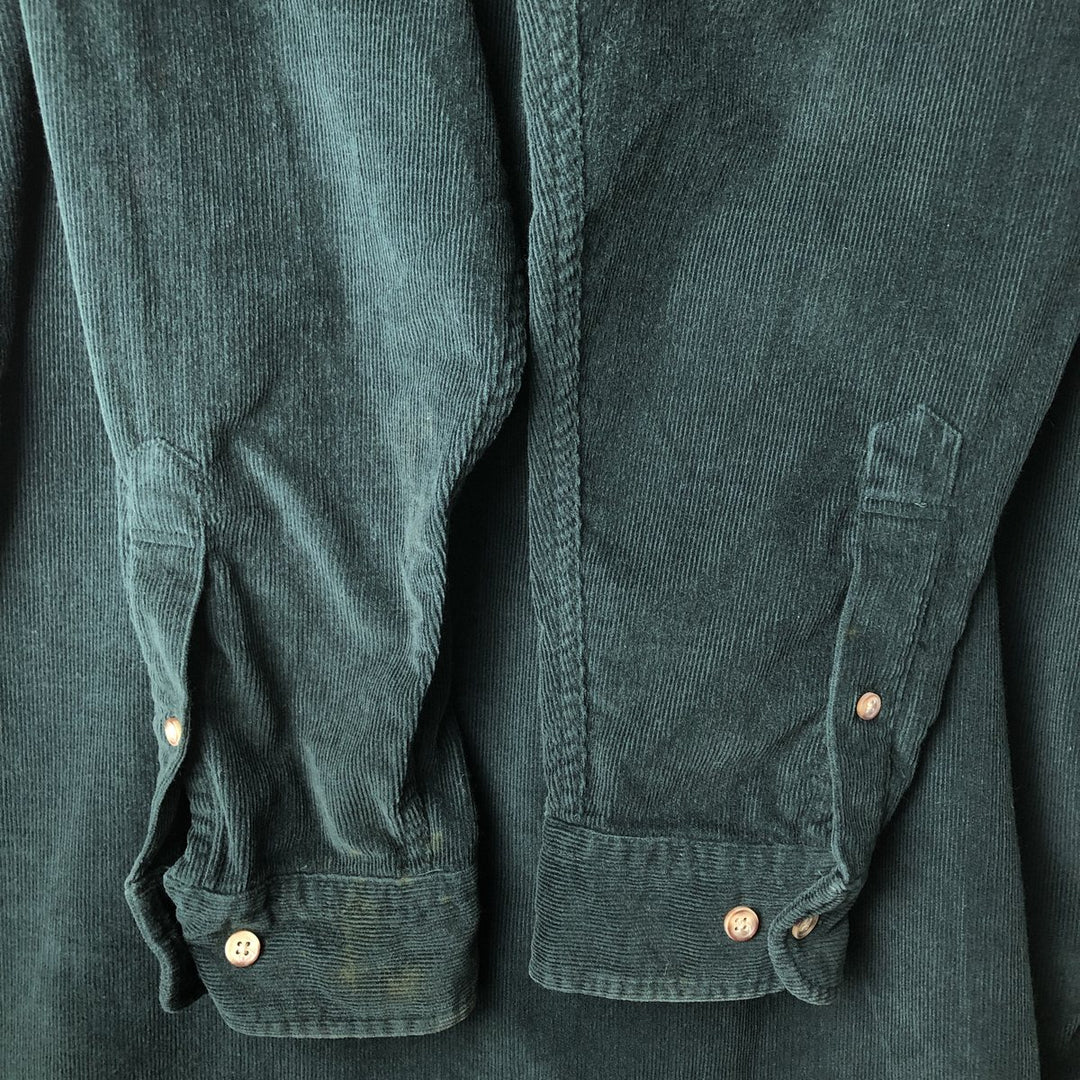 Brooks Brothers Est. 1818 Long Sleeve Button-Down Corduroy Shirt, Men's Size L cotton green type Vintage Second Hand