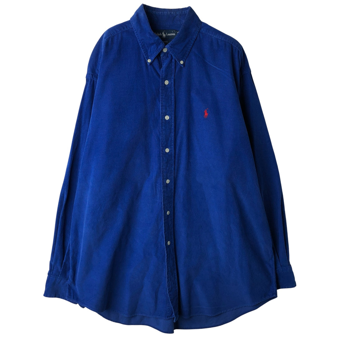 Ralph Lauren BLAKE long sleeve button down corduroy shirt, men's size L cotton blue type Vintage Second Hand
