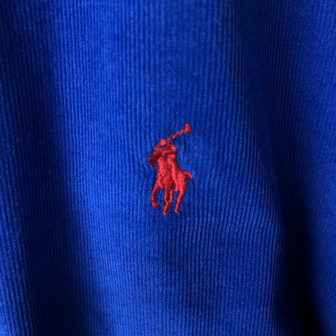 Ralph Lauren BLAKE long sleeve button down corduroy shirt, men's size L cotton blue type Vintage Second Hand