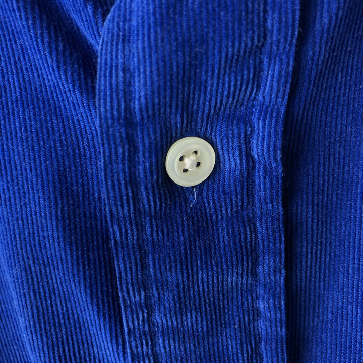 Ralph Lauren BLAKE long sleeve button down corduroy shirt, men's size L cotton blue type Vintage Second Hand