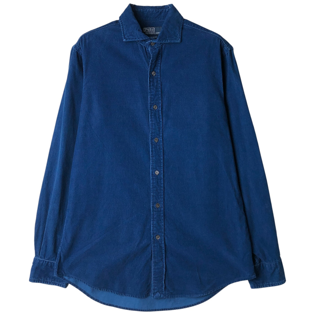 Ralph Lauren POLO by Ralph Lauren CUSTOM FIT long-sleeved button-down corduroy shirt, men's size M cotton blue type Vintage Second Hand